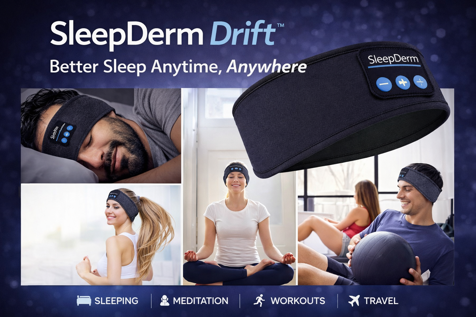 SleepDerm Drift AuraBand Bluetooth Headband